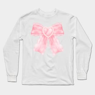 coquette pink bow ribbon Long Sleeve T-Shirt